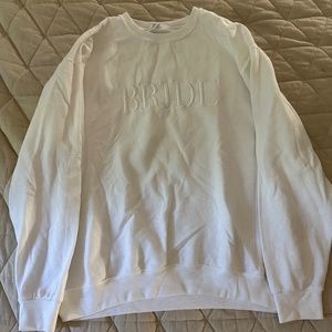 White Large Embroidered Bride Sweatshirt